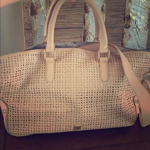 Jessica Simpson light tan laser cut handbag